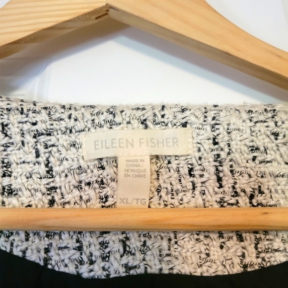 Eileen Fisher Black/white Curve Collar Jacket - Picture 2 of 6